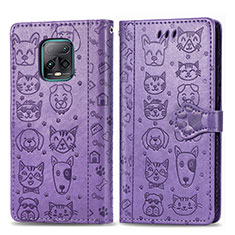 Leather Case Stands Fashionable Pattern Flip Cover Holder S03D for Xiaomi Redmi 10X 5G Purple