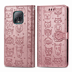 Leather Case Stands Fashionable Pattern Flip Cover Holder S03D for Xiaomi Redmi 10X 5G Rose Gold
