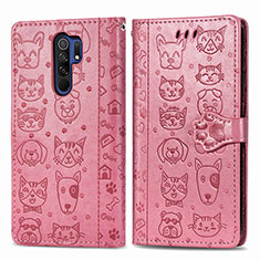 Leather Case Stands Fashionable Pattern Flip Cover Holder S03D for Xiaomi Redmi 9 Prime India Pink