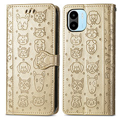 Leather Case Stands Fashionable Pattern Flip Cover Holder S03D for Xiaomi Redmi A1 Gold