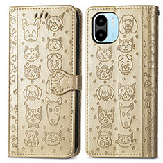 Leather Case Stands Fashionable Pattern Flip Cover Holder S03D for Xiaomi Redmi A2 Gold