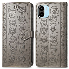 Leather Case Stands Fashionable Pattern Flip Cover Holder S03D for Xiaomi Redmi A2 Gray