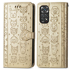 Leather Case Stands Fashionable Pattern Flip Cover Holder S03D for Xiaomi Redmi Note 11 Pro 4G Gold