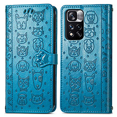 Leather Case Stands Fashionable Pattern Flip Cover Holder S03D for Xiaomi Redmi Note 11 Pro+ Plus 5G Blue