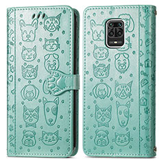 Leather Case Stands Fashionable Pattern Flip Cover Holder S03D for Xiaomi Redmi Note 9 Pro Max Green