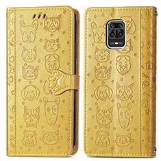 Leather Case Stands Fashionable Pattern Flip Cover Holder S03D for Xiaomi Redmi Note 9 Pro Max Yellow