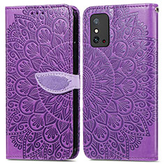 Leather Case Stands Fashionable Pattern Flip Cover Holder S04D for Huawei Honor X10 Max 5G Purple