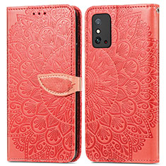 Leather Case Stands Fashionable Pattern Flip Cover Holder S04D for Huawei Honor X10 Max 5G Red