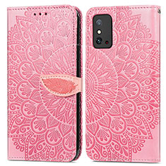 Leather Case Stands Fashionable Pattern Flip Cover Holder S04D for Huawei Honor X10 Max 5G Rose Gold