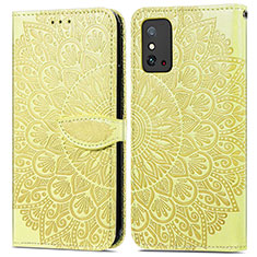 Leather Case Stands Fashionable Pattern Flip Cover Holder S04D for Huawei Honor X10 Max 5G Yellow