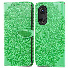 Leather Case Stands Fashionable Pattern Flip Cover Holder S04D for Huawei Nova 9 Pro Green