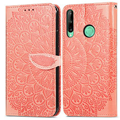 Leather Case Stands Fashionable Pattern Flip Cover Holder S04D for Huawei P40 Lite E Orange