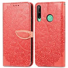 Leather Case Stands Fashionable Pattern Flip Cover Holder S04D for Huawei Y7p Red