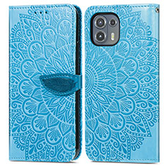 Leather Case Stands Fashionable Pattern Flip Cover Holder S04D for Motorola Moto Edge 20 Lite 5G Blue