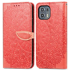Leather Case Stands Fashionable Pattern Flip Cover Holder S04D for Motorola Moto Edge 20 Lite 5G Red