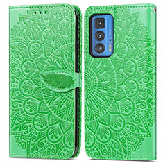 Leather Case Stands Fashionable Pattern Flip Cover Holder S04D for Motorola Moto Edge 20 Pro 5G Green