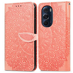 Leather Case Stands Fashionable Pattern Flip Cover Holder S04D for Motorola Moto Edge 30 Pro 5G Orange