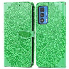 Leather Case Stands Fashionable Pattern Flip Cover Holder S04D for Motorola Moto Edge S Pro 5G Green