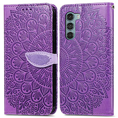 Leather Case Stands Fashionable Pattern Flip Cover Holder S04D for Motorola Moto Edge S30 5G Purple