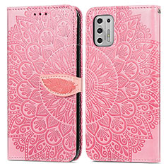 Leather Case Stands Fashionable Pattern Flip Cover Holder S04D for Motorola Moto G Stylus (2021) Rose Gold