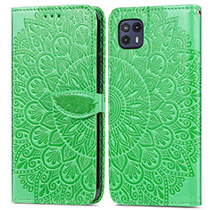 Leather Case Stands Fashionable Pattern Flip Cover Holder S04D for Motorola Moto G50 5G Green