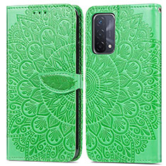 Leather Case Stands Fashionable Pattern Flip Cover Holder S04D for OnePlus Nord N200 5G Green