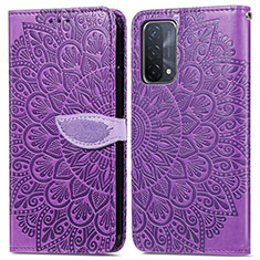 Leather Case Stands Fashionable Pattern Flip Cover Holder S04D for OnePlus Nord N200 5G Purple