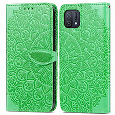 Leather Case Stands Fashionable Pattern Flip Cover Holder S04D for Oppo A16e Green
