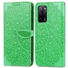 Leather Case Stands Fashionable Pattern Flip Cover Holder S04D for Oppo A56 5G Green