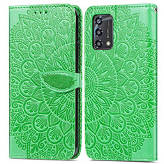 Leather Case Stands Fashionable Pattern Flip Cover Holder S04D for Oppo A95 4G Green