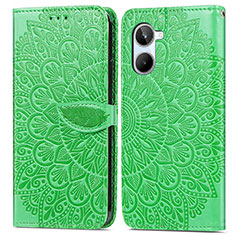 Leather Case Stands Fashionable Pattern Flip Cover Holder S04D for Realme 10 4G Green