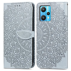 Leather Case Stands Fashionable Pattern Flip Cover Holder S04D for Realme 9 5G Gray
