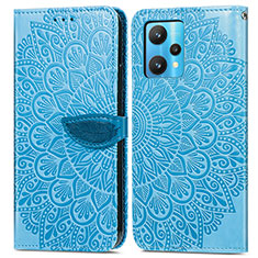 Leather Case Stands Fashionable Pattern Flip Cover Holder S04D for Realme 9 Pro 5G Blue