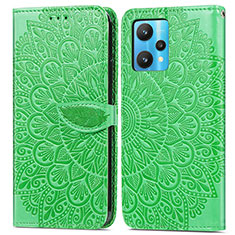 Leather Case Stands Fashionable Pattern Flip Cover Holder S04D for Realme 9 Pro 5G Green