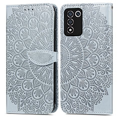 Leather Case Stands Fashionable Pattern Flip Cover Holder S04D for Realme 9 SE 5G Gray