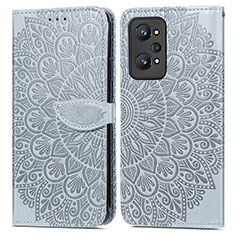 Leather Case Stands Fashionable Pattern Flip Cover Holder S04D for Realme GT Neo 3T 5G Gray