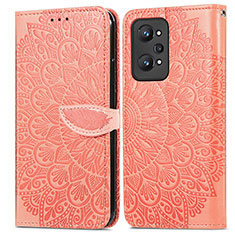 Leather Case Stands Fashionable Pattern Flip Cover Holder S04D for Realme GT Neo 3T 5G Orange