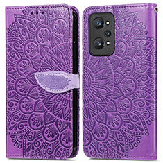 Leather Case Stands Fashionable Pattern Flip Cover Holder S04D for Realme GT Neo 3T 5G Purple