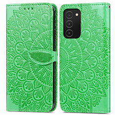 Leather Case Stands Fashionable Pattern Flip Cover Holder S04D for Samsung Galaxy A02s Green