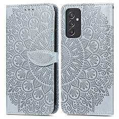 Leather Case Stands Fashionable Pattern Flip Cover Holder S04D for Samsung Galaxy A05s Gray