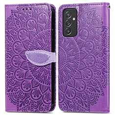 Leather Case Stands Fashionable Pattern Flip Cover Holder S04D for Samsung Galaxy A05s Purple
