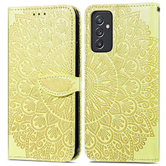 Leather Case Stands Fashionable Pattern Flip Cover Holder S04D for Samsung Galaxy A05s Yellow
