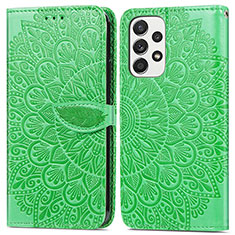 Leather Case Stands Fashionable Pattern Flip Cover Holder S04D for Samsung Galaxy A33 5G Green