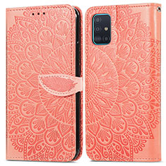 Leather Case Stands Fashionable Pattern Flip Cover Holder S04D for Samsung Galaxy A71 4G A715 Orange