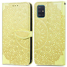 Leather Case Stands Fashionable Pattern Flip Cover Holder S04D for Samsung Galaxy A71 4G A715 Yellow