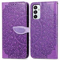 Leather Case Stands Fashionable Pattern Flip Cover Holder S04D for Samsung Galaxy F23 5G Purple