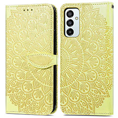 Leather Case Stands Fashionable Pattern Flip Cover Holder S04D for Samsung Galaxy F23 5G Yellow