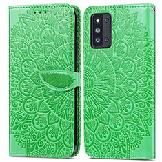 Leather Case Stands Fashionable Pattern Flip Cover Holder S04D for Samsung Galaxy F52 5G Green