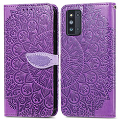 Leather Case Stands Fashionable Pattern Flip Cover Holder S04D for Samsung Galaxy F52 5G Purple