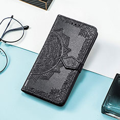 Leather Case Stands Fashionable Pattern Flip Cover Holder S04D for Samsung Galaxy M13 5G Black